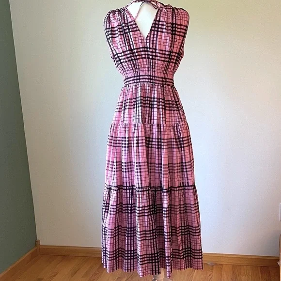 S//W/F Chic Pink Plaid Maxi Dress - Picture 5 of 5